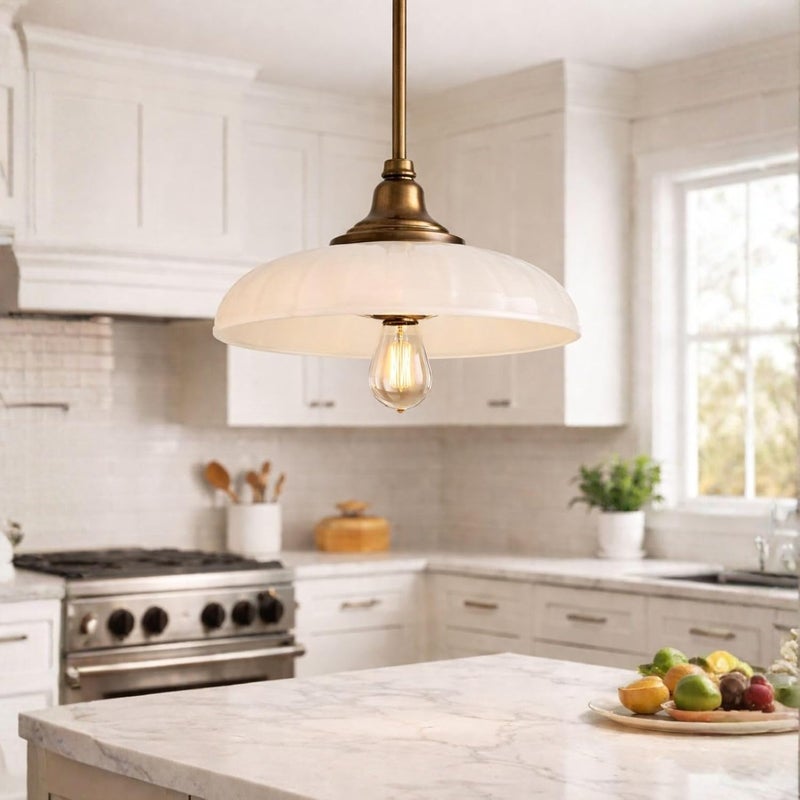 LIGHTACCENTS غطاء زجاجي بديل لمصابيح السقف والمعلقات، زجاج قبة مصنفر بقطر 12 بوصة، ثقب مركزي 1.65 بوصة للتعليق أو الإضاءة السقفية - Image 4